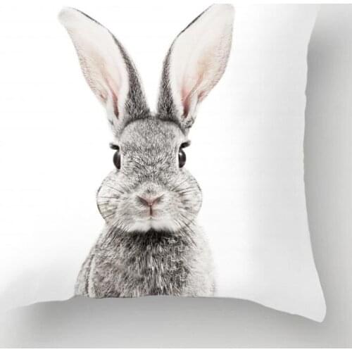 Cute Rabbit Cushion Cover White Polyester Throw Pillowcase 45X45cm Pillow Case Decor Home Sofa Decoration