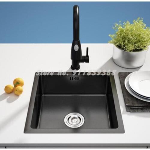 Black Nano 304 Stainless Steel Mini Sink Single Slot Small Kitchen Sink Balcony Bar Small Single Slot