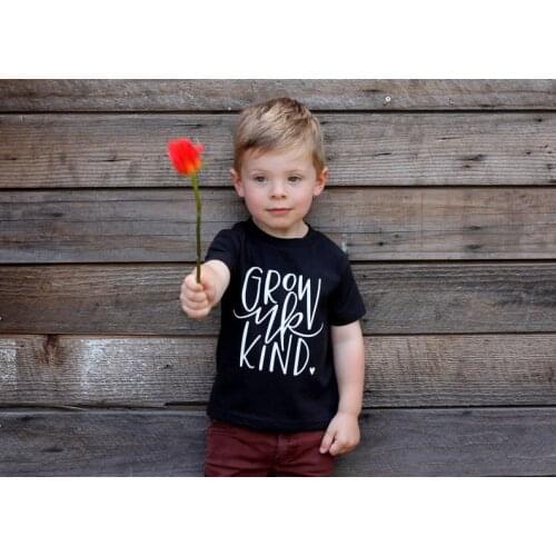Grow Up Kind Summer Kids Short Sleeve T Shirt Boys Girls Fashion Funny Tees Outfits Toddler Casual O-neck Cute T-shirts Tops