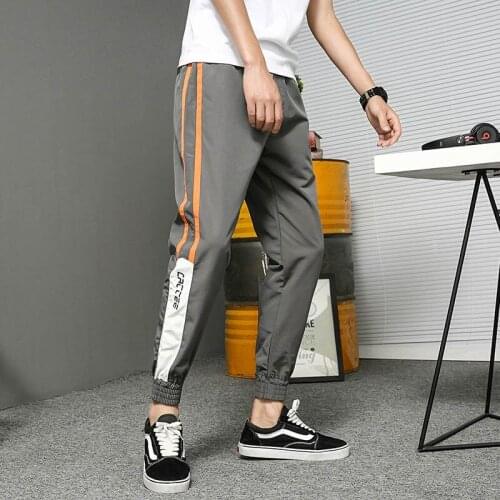 Hot sale 2019 Outdoor striped Small feet elastic waist teenagers hiking camping students joggers harem pants men