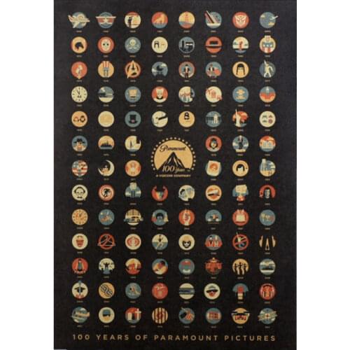 Hollywood famous film 100th anniversary commemorative bar cinema decor wall stickers retro nostalgic kraft paper poster