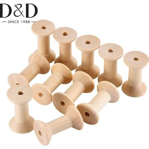 10pcs Wooden Empty Thread Spools Natural Color Spool for Needlework Embroidery Floss Organizer Holder Sewing Accessories