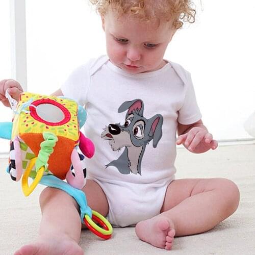 Newborn Baby Summer Clothes 1Pc Baby Boys Girls Rompers Short Sleeve Clothing Roupas Infantis Lady The Tramp Cartoon Onesie
