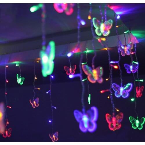 Lichterkette 3.5M96 LED Schmetterling Vorhang 8 Modi Indoor Outdoor Lichterkette Party Hochzeit Weihnachten Urlaub Dekoration