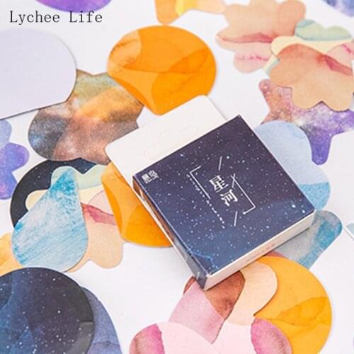 Lychee Life 45Pcs/lot Galaxy Star Design Stationery Paper Diy Decoration Stamp Stickers for Laptop Happy Planners Scrapbook