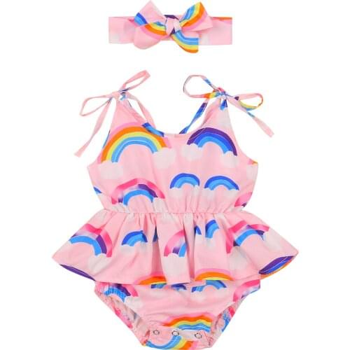 Ma&Baby 0-24M Summer Newborn Baby Girl Clothes Rainbow Rompers Jumpsuit Playsuit DD43