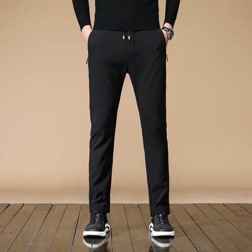 Mens Pants Plain Fashion Trend Korean Style Pants For Men Pocket with Zipper