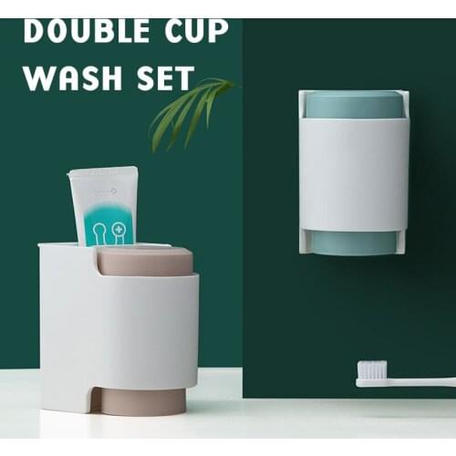 Wall-mounted Wash Set Simple Mouthwash Cup Household Toothbrushing Cup Children Couple Toothbrush Cup Holder Storage Racks 2020
