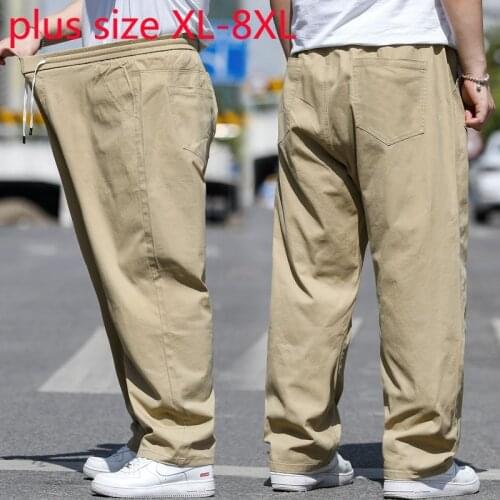 New Arrival Super Large Casual Men Summer Straight Cotton Elastic Spring And Autumn Cargo Pants Full Length Plus Size XL-7XL 8XL