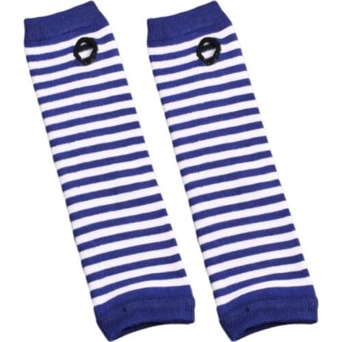 Women Winter Cable Knitted Long Fingerless Gloves Striped Thumbhole Arm Warmers X7JB