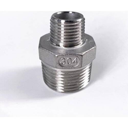 1/8" 1/4" 3/8" 1/2" 3/4" 1" 1-1/4" 1-1/2" NPT Male Thread 304 Stainless Steel Pipe Fitting Adapter Reducer Hex Nipple Connector