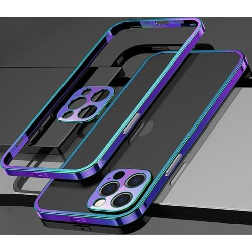 Shockproof Metal Bumper Phone Case For iPhone 12 Pro MAX 12 Mini Coque Luxury Plating Aluminium Frame Camera Protective Cover