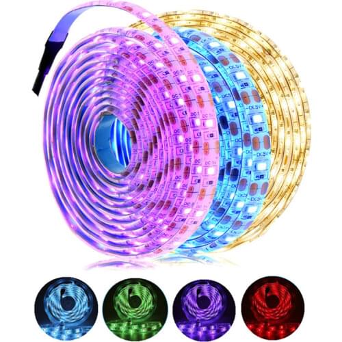 Dersoy 12V LED Strip Ribbon LED Lights Strip RGB Tape SMD 5050 2835 Flexible 5M 10M Diode Tape with Remote Waterproff LED Light