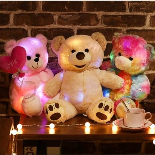LED Plush Bear 25cm 30cm Colorful Glowing Teddy Bear Luminous Plush Kids Toys Birthday Christmas For Children &Her Drop shipping