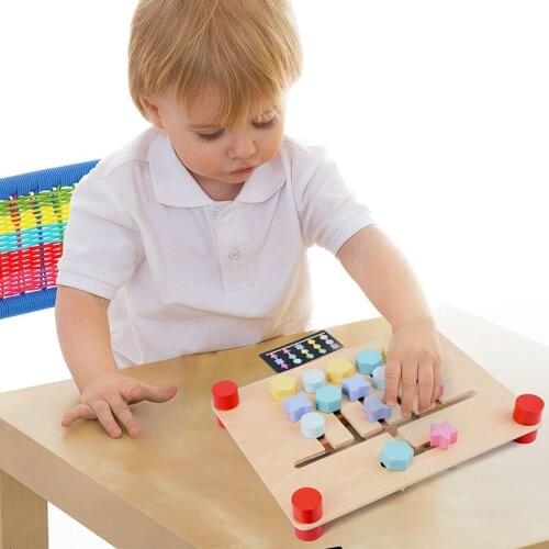 Montessori educational aids toys childrens four color wood jigsaw walking games cognitive hand grasping board maze games