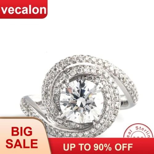 Vecalon Unique Promise ring 925 Sterling Silver Pave setting AAAAA Cz Engagement wedding Band rings for women Bridal jewelry