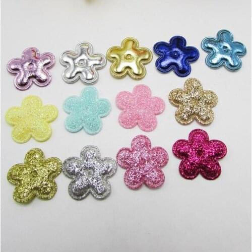 1.8cm Sew On Padded Felt Flower Patches 100pcs mix colors for DIy Hair Clip Accessories