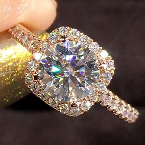 18K Au750 Rose Gold Women Ring Moissanite Diamonds 1 2 3 4 5 Carat Round Square Wedding Party Engagement Anniversary Ring