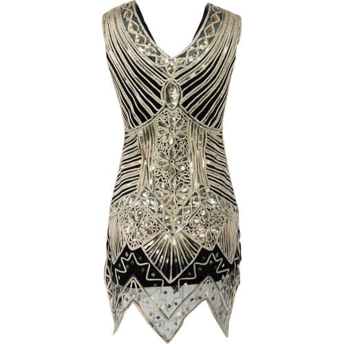 1920s Flapper Dress Great Gatsby Vintage 20s Roaring Evening Sequins Dress 1920 clothes for women