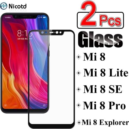 2Pcs Protective Glass On The For Xiaomi Mi 8 SE Lite Tempered Glass For Mi 8 Pro Full Cover Screen Protector For Mi 8 Explorer