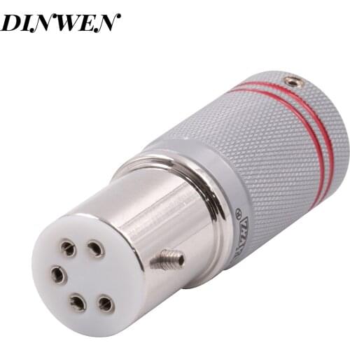 EIZZ Female 5pin DIN Tonearm Connector LP Turntable Recorder Plug Vinyl Jack 24k Gold Plated Copper PTFE Insulator 1PC