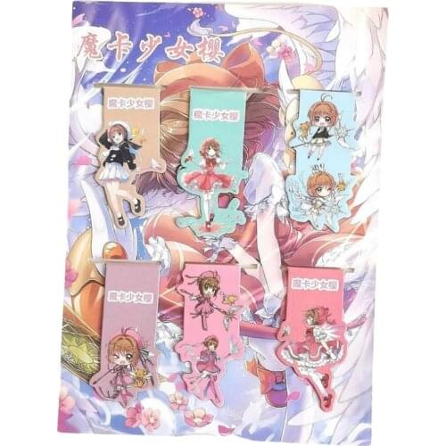 6pcs Card Captor Sakura Anime Magnetic Bookmark Cartoon Magnet Bookmark Child Student Kawaii Gift Bookmarks Office Stationery