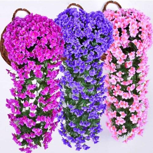 78cm Violet Artificial Flower Party Decoration Wall Hanging Basket Flower Valentines Day Wedding Orchid fake Flower Simulation