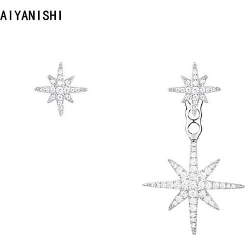 AIYANISHI 925 Sterling Silver Dangle Earrings Stars Cute Drop Earrings Wedding Engagement Silver Chandelier Drop Earrings Gifts