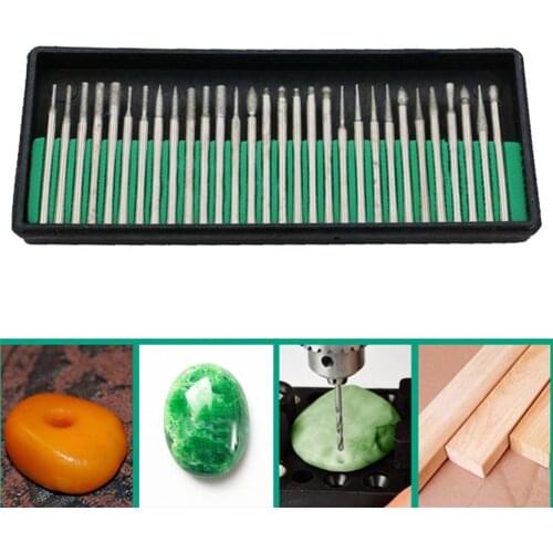 30pcs Diamond Grinding Head Burr Drill Bits Multi-function Galvanized Diamond Durable Stone File Rotary Sharpening Tool