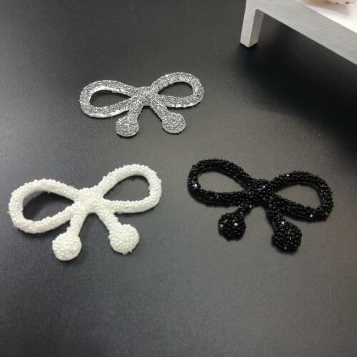 Crystal Handmade Rhineston beaded love bow tie Patches Iron Sew on sequined patch for clothing beading Applique