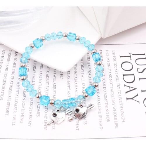1PCS/LOT New Women Shell Moon Bracelet Set For Ladies Map Heart Charm Blue Crystal Bead Rope Chains Bangle Boho Jewelry