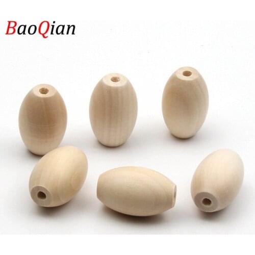 10PCS Logs Oval Wooden Beads DIY Wood Color Spacer Beads Making Bracelet Jewelry Accessories 16x25mm