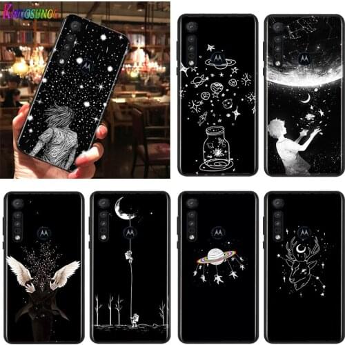 White Flower Moon Stars For Motorola One Marco Hyper Fusion Plus G9 G8 G 5G E7 E6 Edge Plus Play Power Lite Phone Case