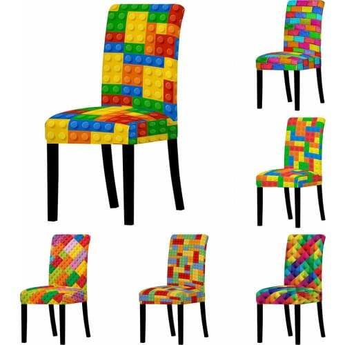 Chair Cover Toy Print Dot 3D Building Blocks Stretch Chair Covers Couch Cover Washable And Stain Resistant Chair Slipcovers