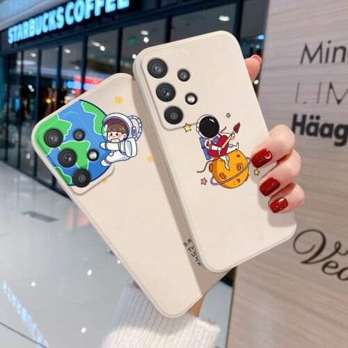 Painted Astronaut Case For Samsung A32 A 32 Cases S21 Ultra Plus A51 A21S A12 A71 A72 A52 A50 A42 A31 A10S A02 Silicone Cover