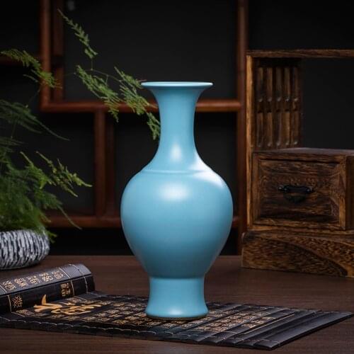 Jingdezhen Ceramics Antique Red And Blue Small Vase Decoration Chinese Living Room Wine Cabinet Decoration Table Flower Vases