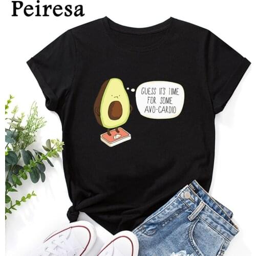 Summer Women Tshirt Avocado Print Short Sleeve Tees Tops Ladies Funny Friuts T Shirt Kawaii Woman T-shirts Women футболка