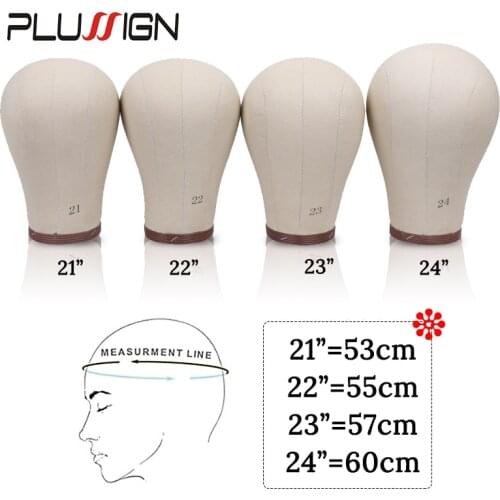 Plussign Mannequin Head Canvas Head Cork Inside 21-24Inch Canvas Block Head White Color With 50Pcs T Pins And 2Pcs Wig Cap