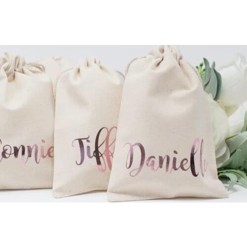 Personalize names wedding Bachelorette Bridesmaid Hangover Kits Jewelry gift Bags Drawstring muslin pouches