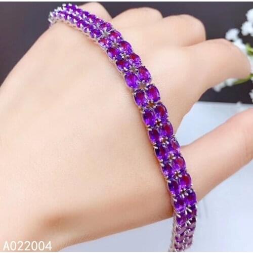 KJJEAXCMY Fine Jewelry 925 Sterling Silver inlaid Amethyst women gemstone hand bracelet popular