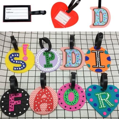 Creative Letter Travel Accessories Luggage Tag Cartoon Silica Gel Suitcase ID Addres Holder Baggage Boarding Tags Portable Label