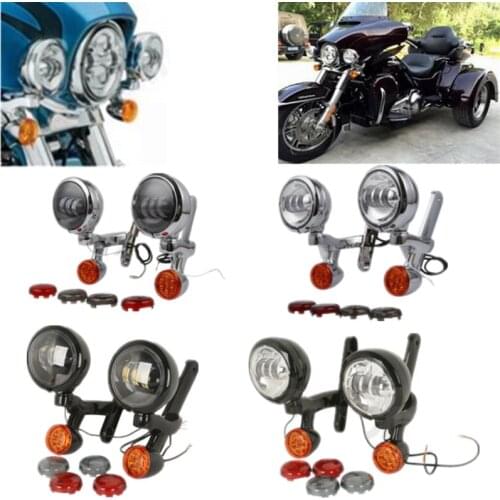 Motorcycle Turn Signal LED Spot Fog Light Bracket For Harley Electra Street Glide Road King FLHX FLHR 2014-2020 2019