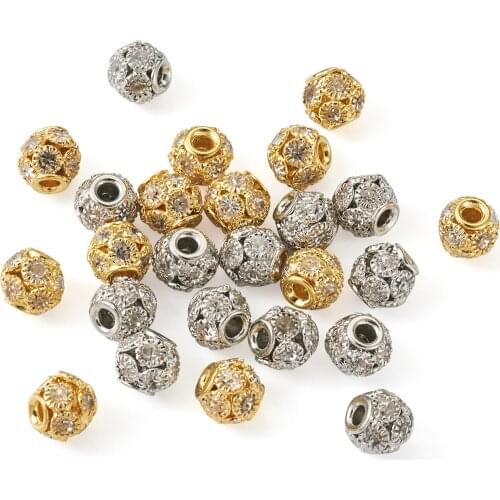 30Pcs Grade A Rhinestone Brass Beads Rondelle Mixed Color Large Hole Spacers Beads Bracelet Necklace Charms DIY Jewelry Handmade