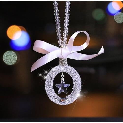 Fashion Car Crystal Star Water Drop Hanging Pendant Decoration Beautiful Interior Ornaments Accessories