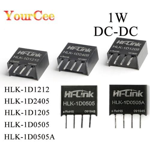 5Pcs 1W Power Supply Module DC-DC Isolated Non-regulated 5V 12V 24V to 5V DC to DC SIP HLK-1D1205 1D2405 1D1212 1D0505 1D0505A