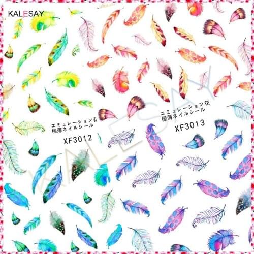 Nail Art Stickers Decoration Decals Design Colorful Feather Manicure Flower Art Designer Beautiful Nail Sticker Decor Foil