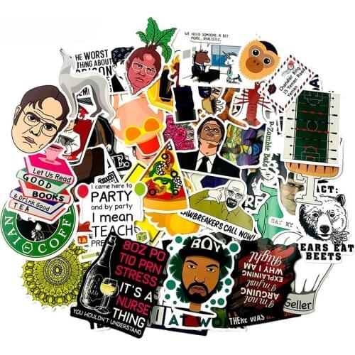 50Pcs American TV Series Office Stickers For Skateboard Suitcase Scrapbook Refrigerator DIY Hand Graffiti Childrens Toy Sticker