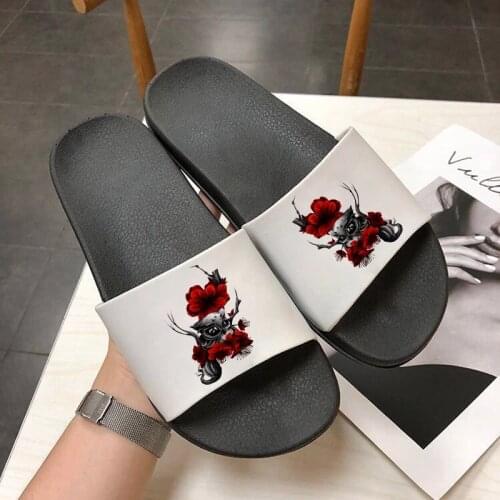Shoes For Women 2021 House Indoor Non-slip Flip Flops Beach Sandals Rose Flower Summer Slippers chaussure femme Plus Size 41