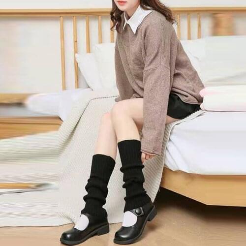 Solid Black Cream Pink Jk Girl Knit Stretch Leg Warmers 2021 Lady Cool Gothic Sweet Lolita Socks Leg Warmer Hipster Accessories