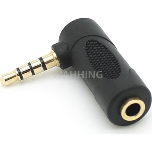 2pcs 3.5mm 90 Degree 3 Pole Right Angle Female To Male 4 Pole Audio Stereo Plug AUX Headphone Jack Adapter Converter HY1276